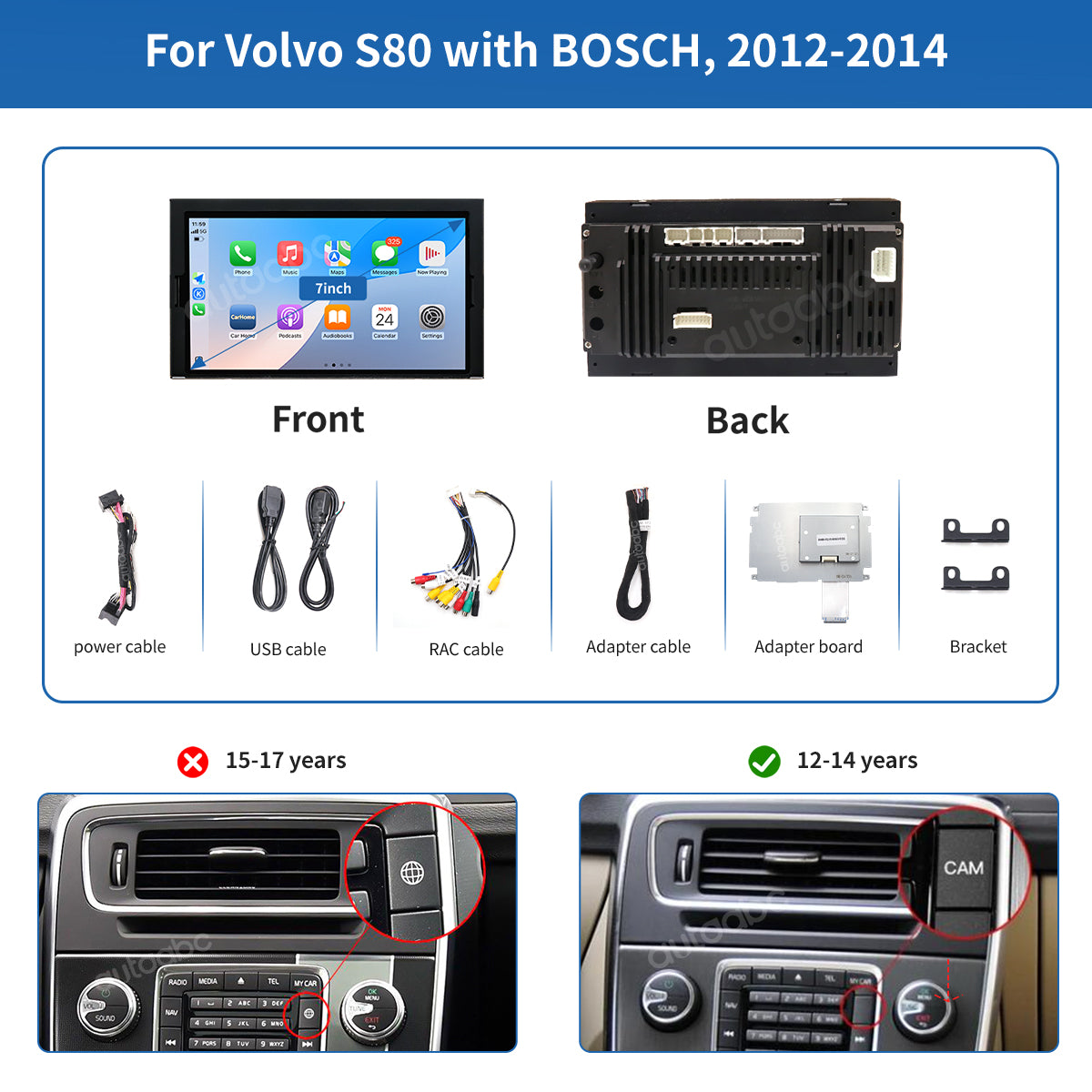 7" Linux Screen For Volvo Wireless CarPlay Android Auto