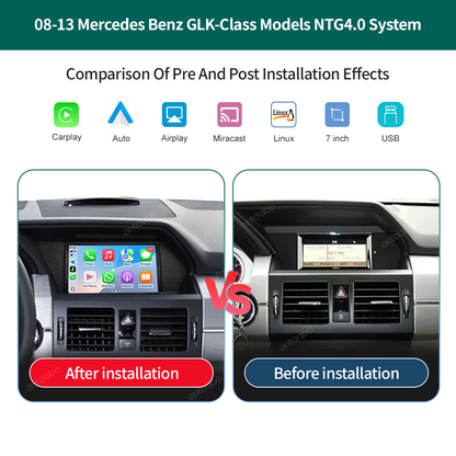 7“ Linux screen for Mercedes Benz GLK NTG4.0/4.5 Wireless CarPlay Android Auto LHD