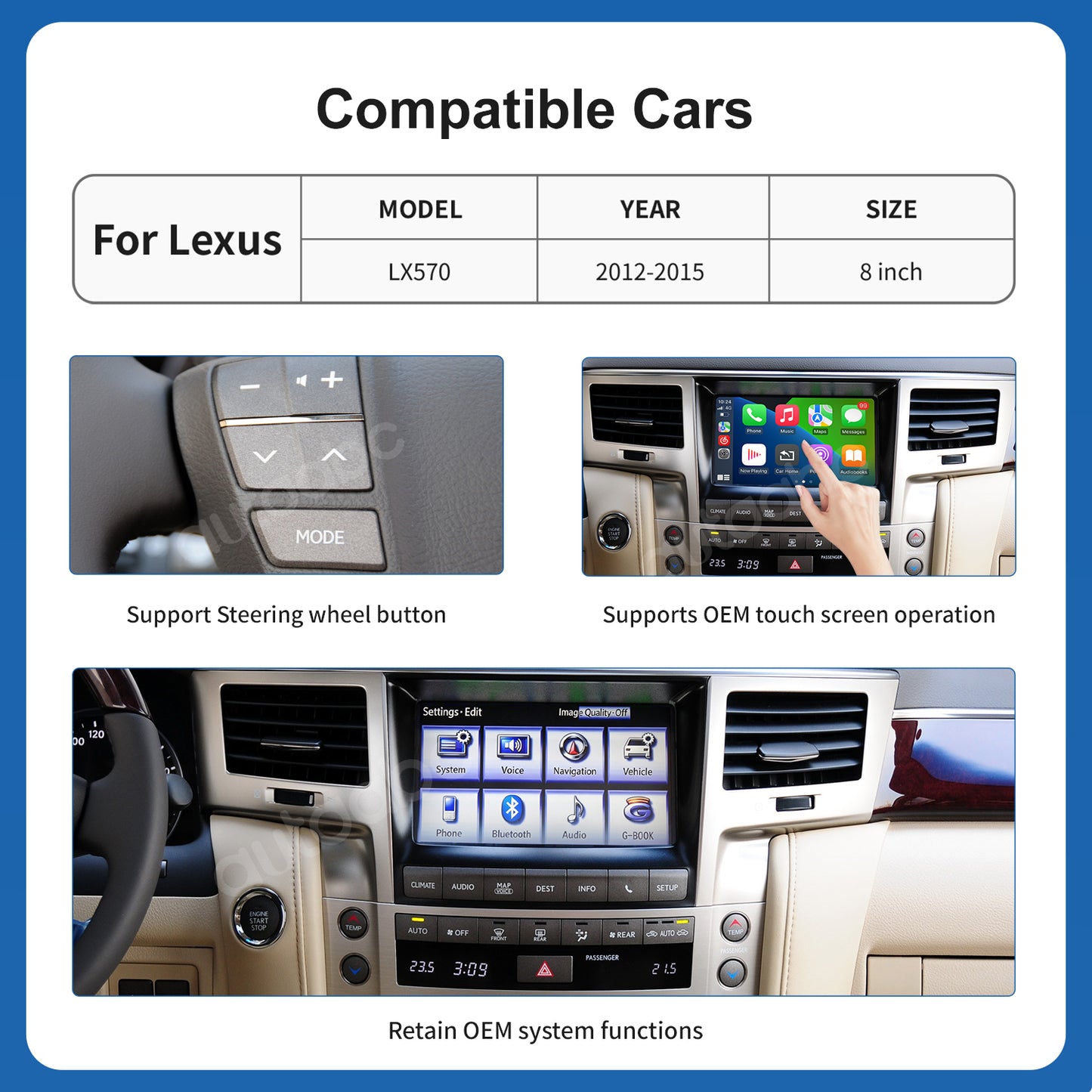 Wireless Carplay & Android Auto for Lexus LX570 2012-2015