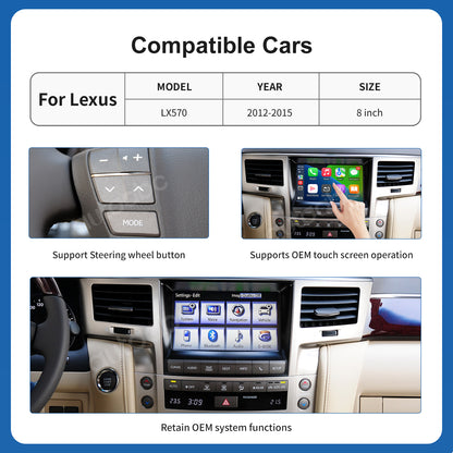 Wireless Carplay & Android Auto for Lexus LX570 2012-2015