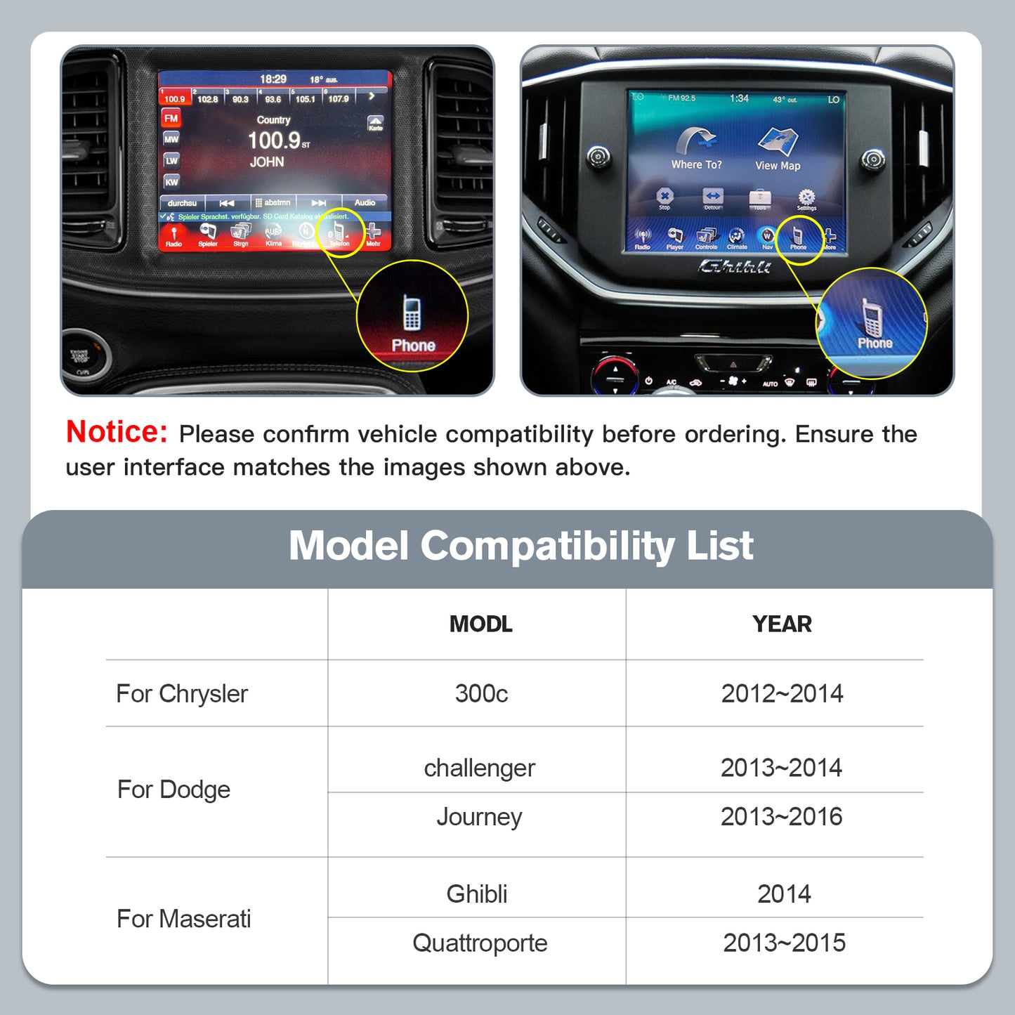 Wireless CarPlay Android Auto Module for Dodge/Maserati/Chrysler