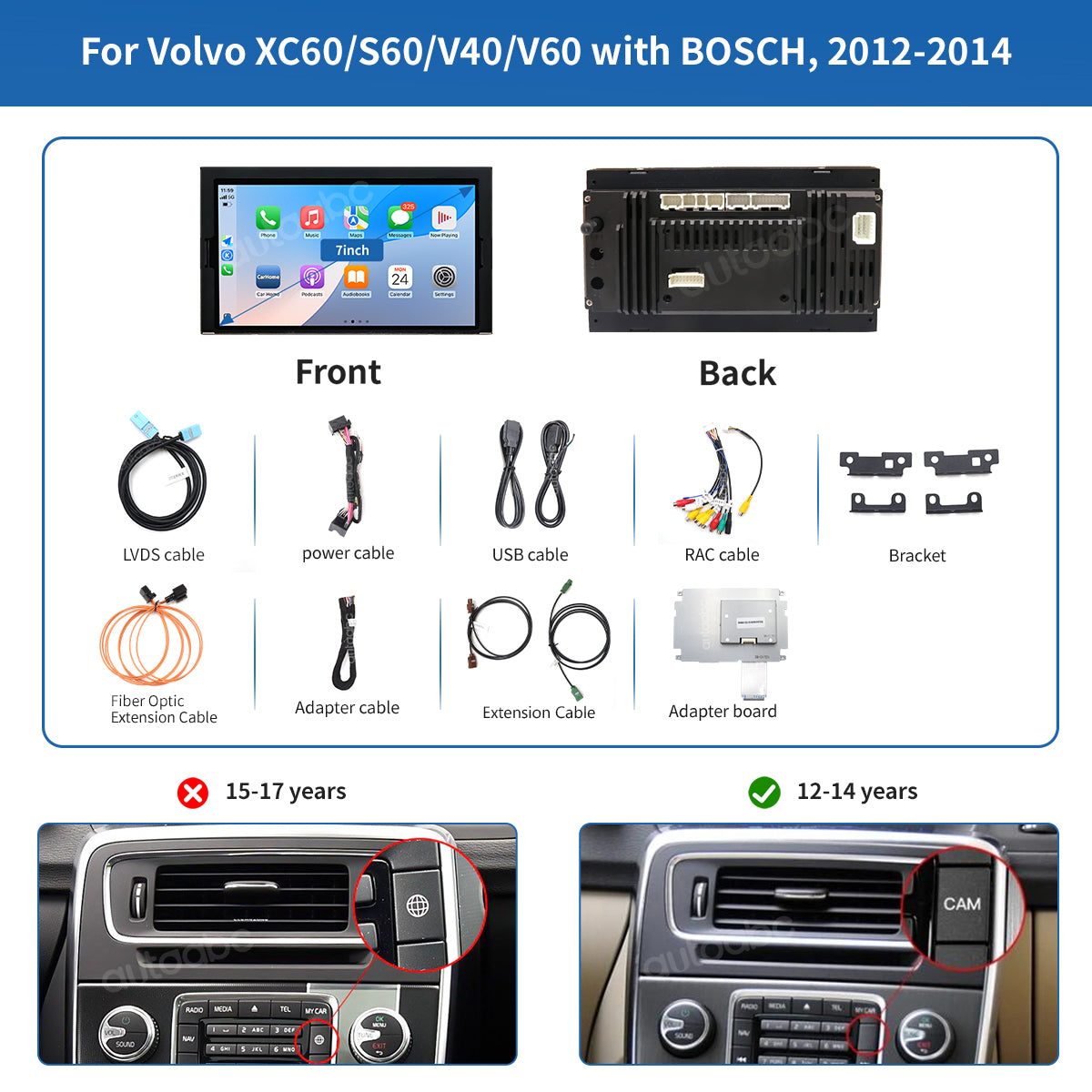7" Linux Screen For Volvo Wireless CarPlay Android Auto