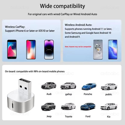 2in1 Wired to Wireless CarPlay Android Auto USB Dongle