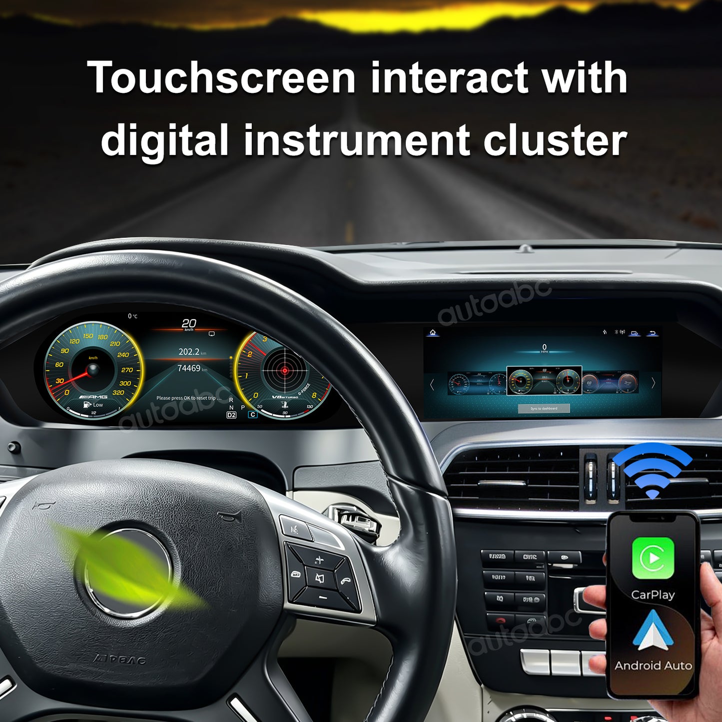 12.3" Panoramic Dual Screen Digital Cockpit for Mercedes-Benz W204 C-Class