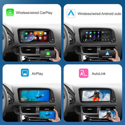 8.9“ Linux Screen For Audi Q5 Wireless CarPlay Android Auto left rudder