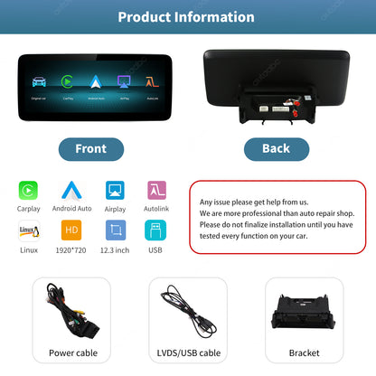 12.3“ Linux screen for Mercedes Benz NTG4.0 Wireless CarPlay Android Auto