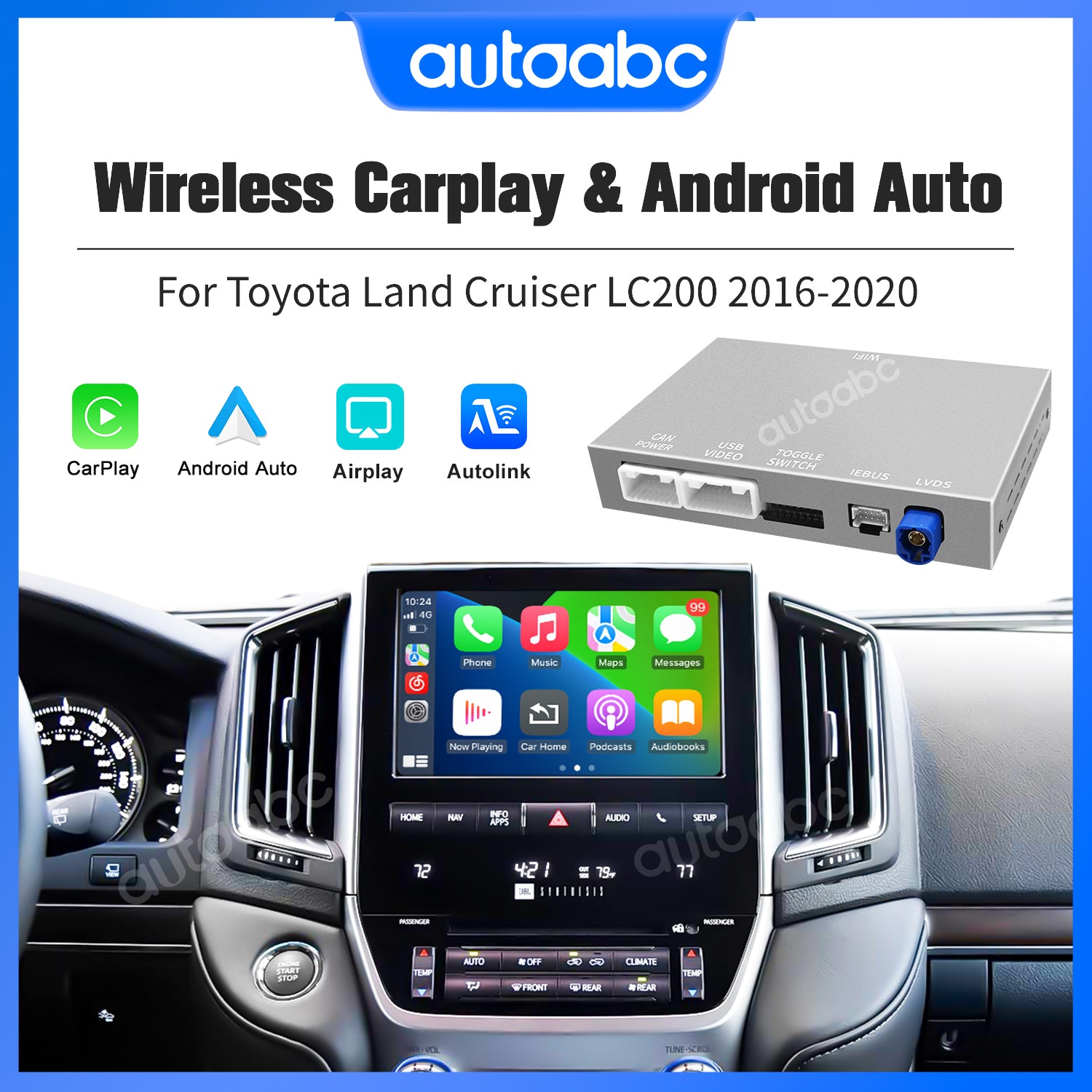 Wireless Carplay & Android Auto for Toyota Land Cruiser LC200 2016-202
