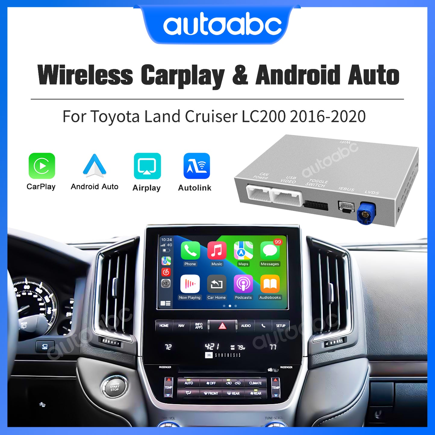 Wireless Carplay & Android Auto for Toyota Land Cruiser LC200 2016-2020