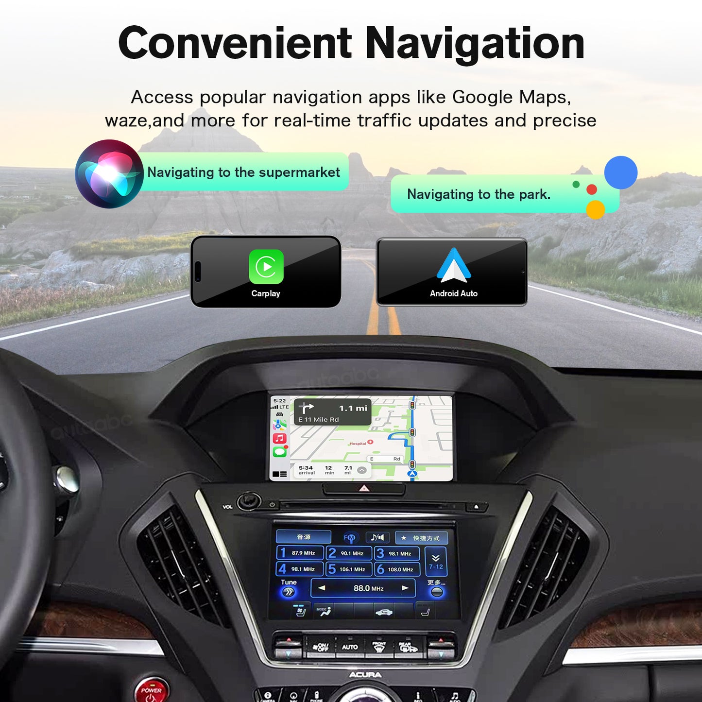 Wireless CarPlay Android Auto Module for Acura Dual-Screen