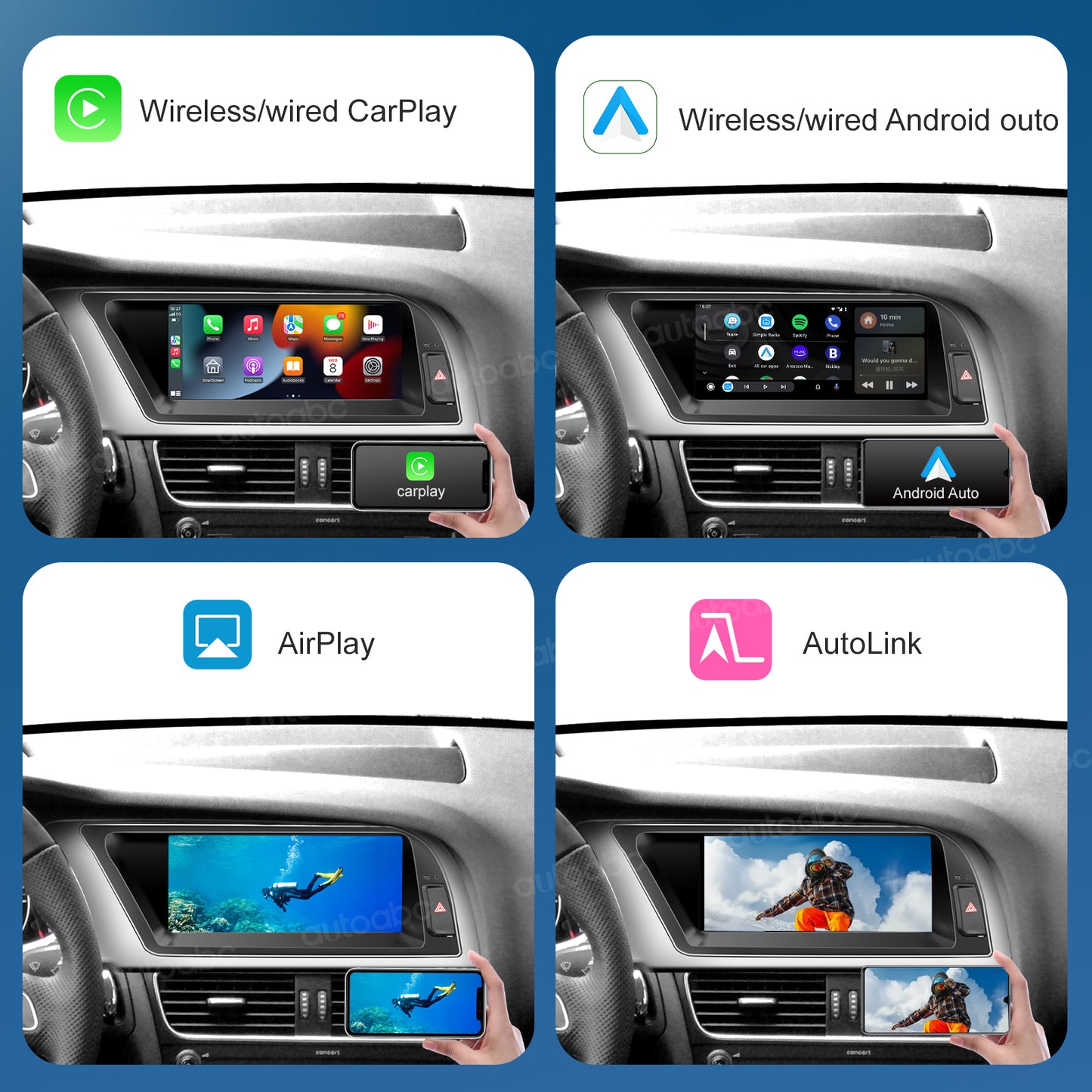 8.9“ Linux Screen For Audi A4 A5 Wireless CarPlay Android Auto left rudder