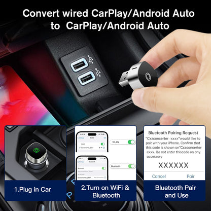 2in1 Wired to Wireless CarPlay Android Auto USB Dongle