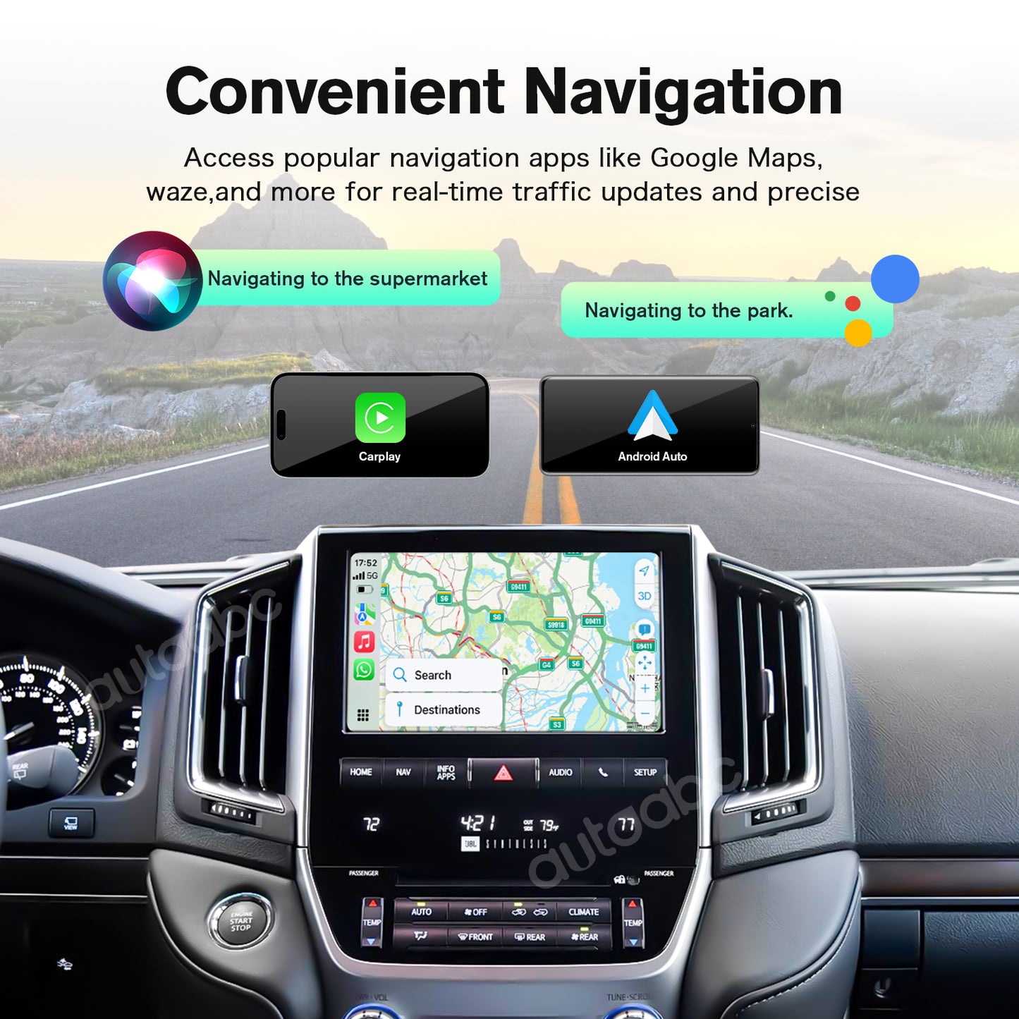 Wireless Carplay & Android Auto for Toyota Land Cruiser LC200 2016-2020