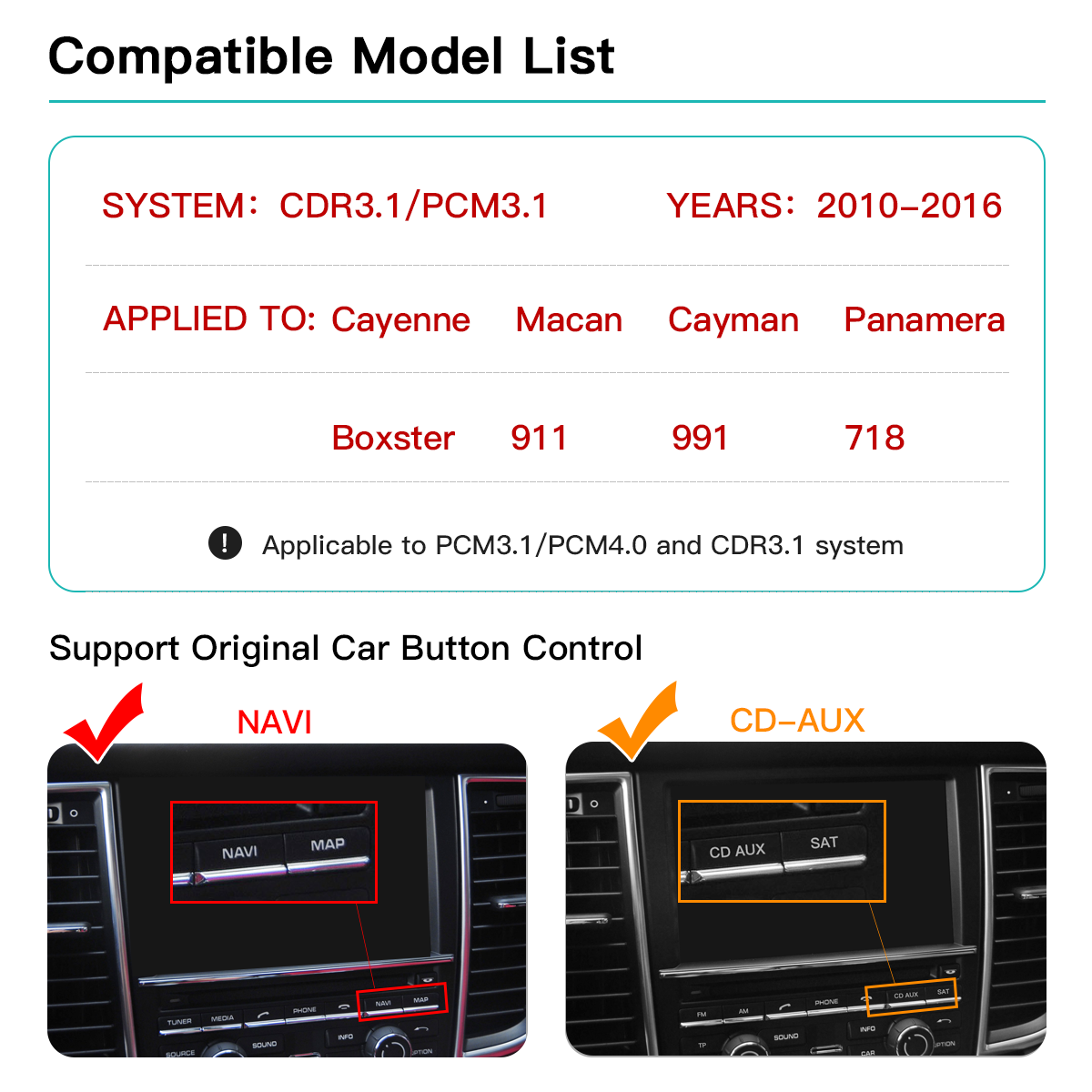 AUTOABC Wireless Carplay Android Auto Kits for Porsche PCM3.0 PCM3.1 PCM4.0 CDR3.1 - AUTOABC