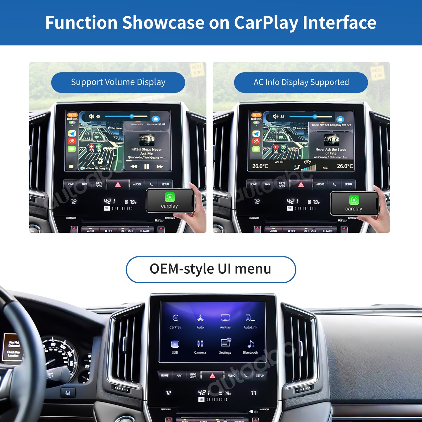 Wireless Carplay & Android Auto for Toyota Land Cruiser LC200 2016-2020