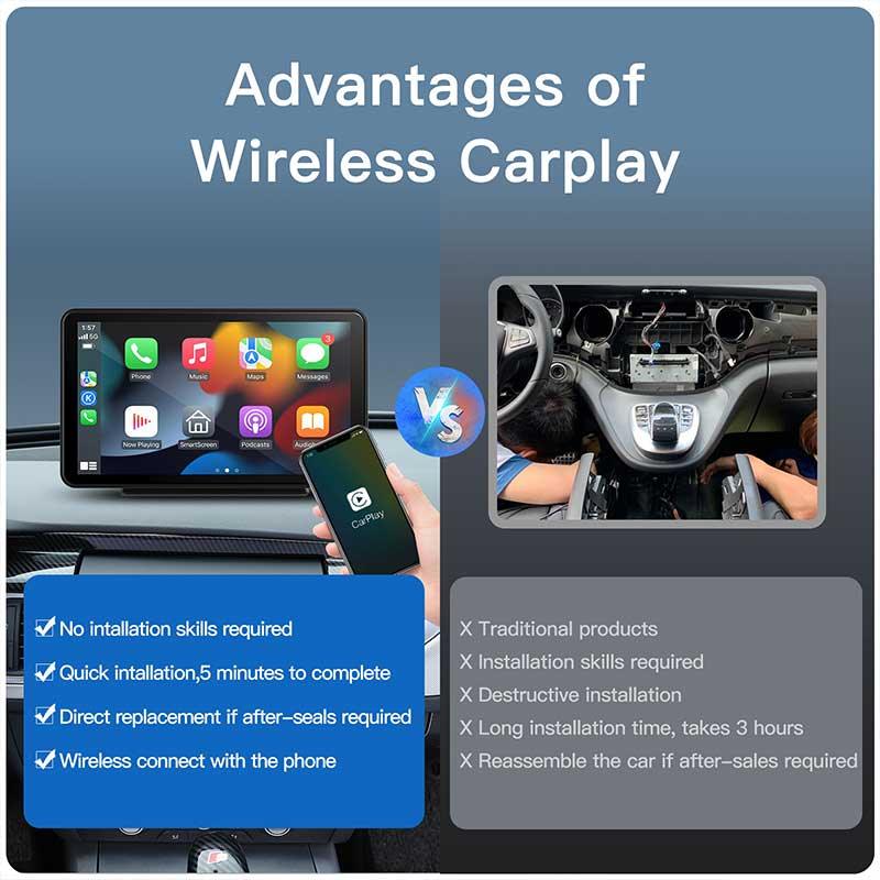 7 Inch Apple Car Play Touch Screen Wireless Apple Carplay & Android Auto for Car Stereo - AUTOabc