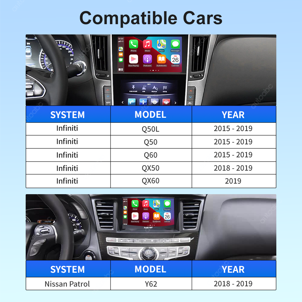 Wireless Carplay Android Auto Interface For Infiniti