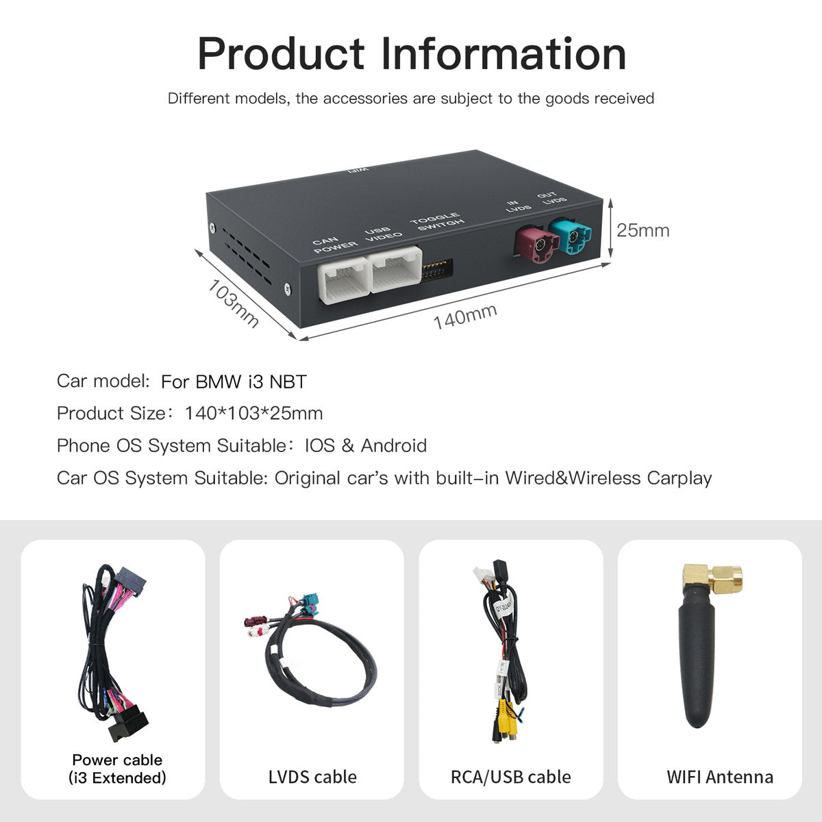 Wireless CarPlay Android Auto for BMW i3 NBT