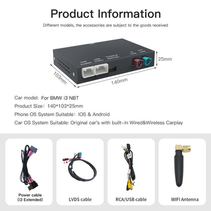 Wireless CarPlay Android Auto for BMW i3 I01 NBT