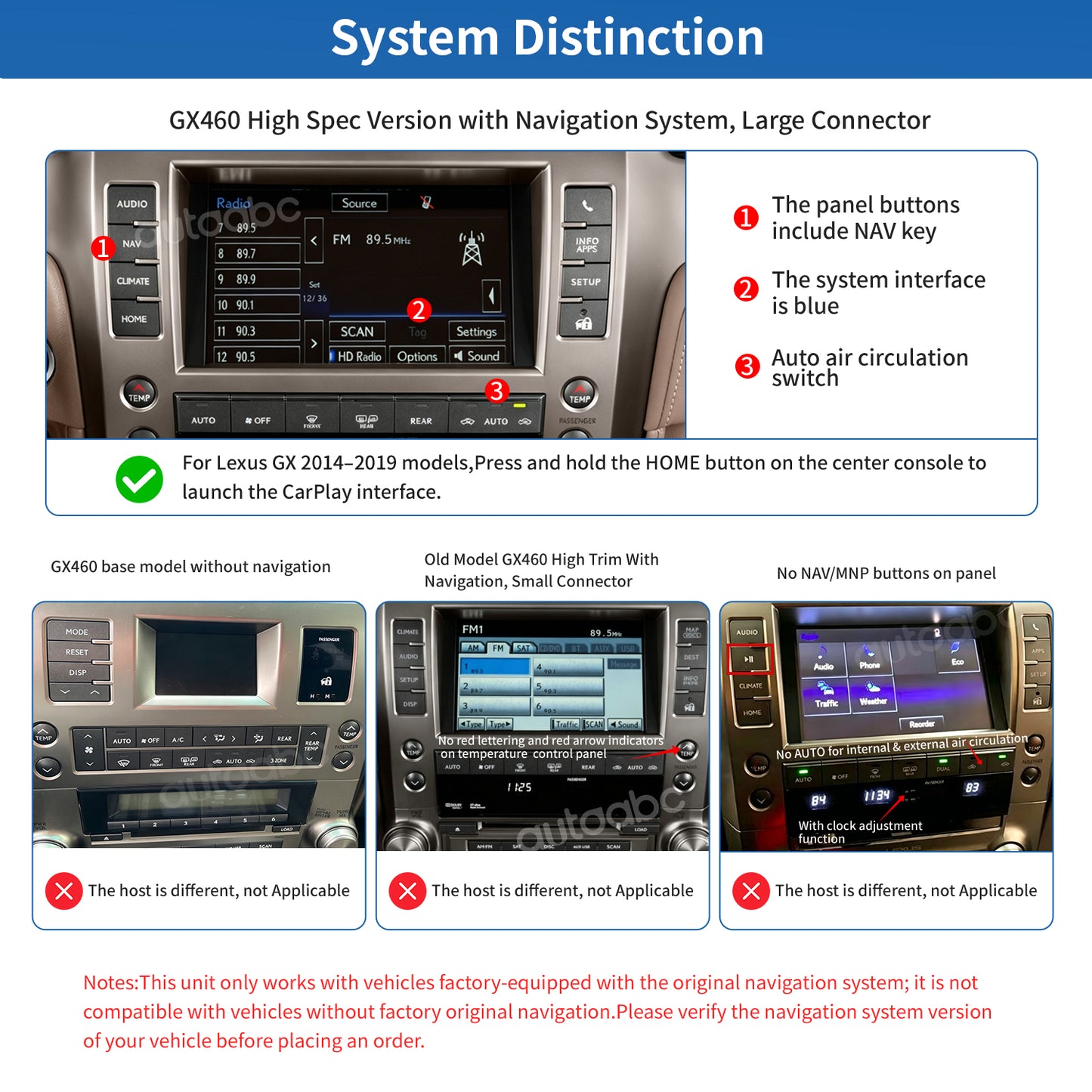 Wireless Carplay & Android Auto for Lexus GX460 2014-2019