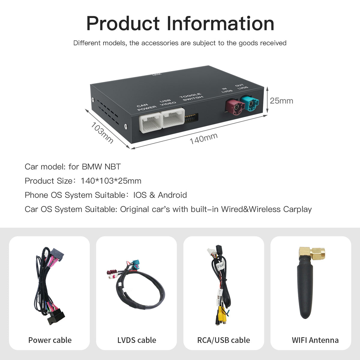 AUTOABC Wireless CarPlay Android Auto adapter for BMW NBT F30