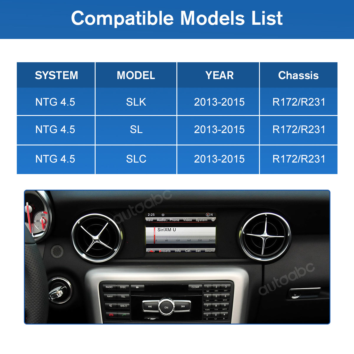 8.4“ Linux screen for Mercedes Benz SLK/SLC/SL NTG4.5/5.0 Wireless CarPlay Android Auto