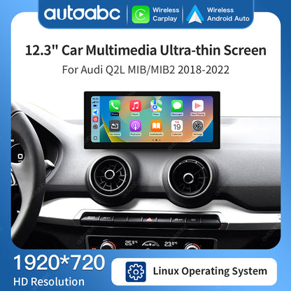 12.3" Linux Screen For Audi Q2 MIB/MIB2 Wireless CarPlay Android Auto