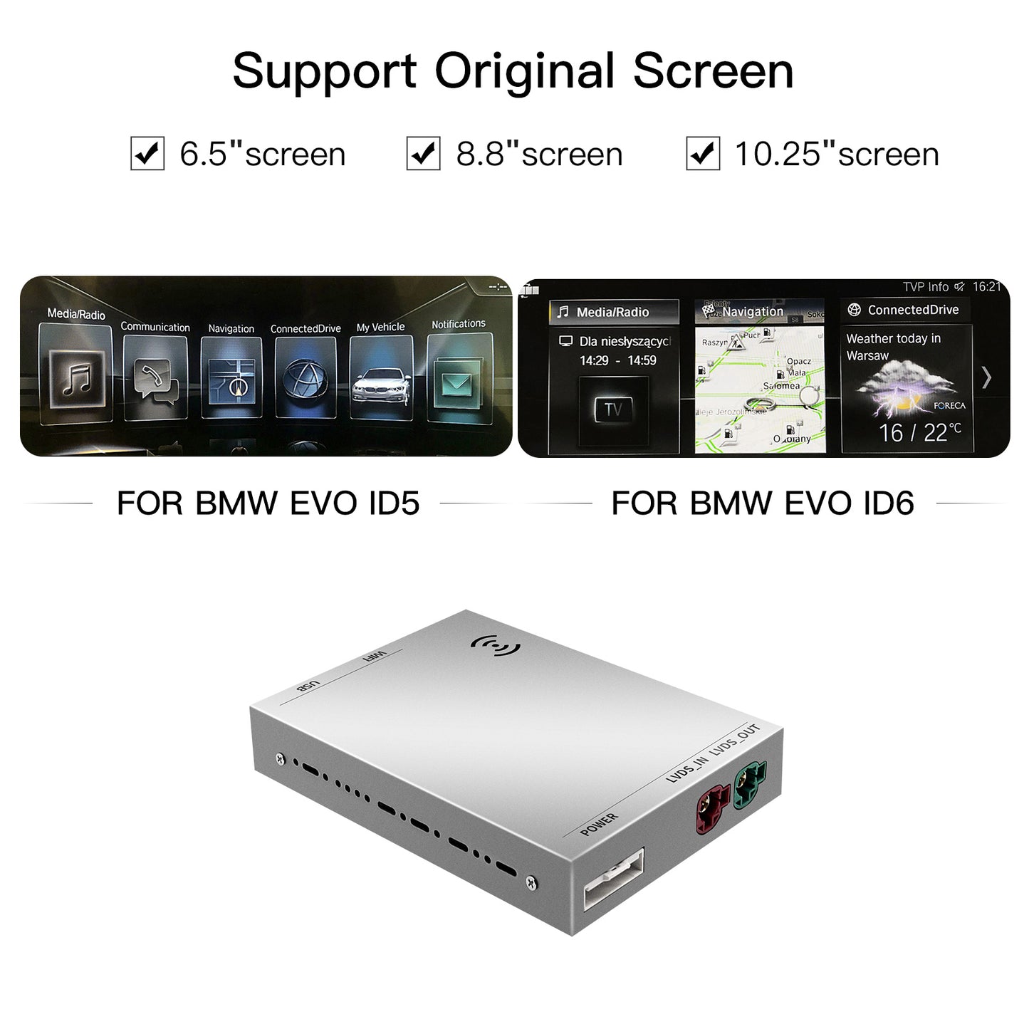 Wireless CarPlay Android Auto Retrofit Kit Decoder for BMW EVO/NBT/CIC/CCC