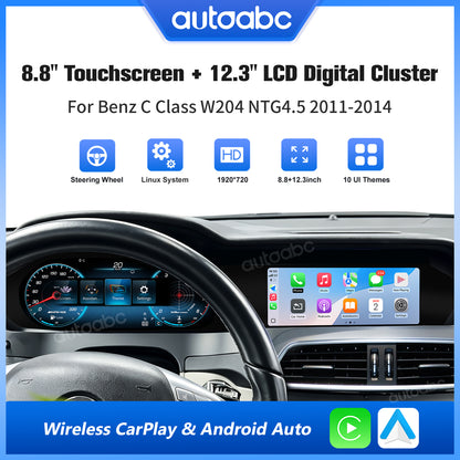12.3" Panoramic Dual Screen Digital Cockpit for Mercedes-Benz W204 C-Class