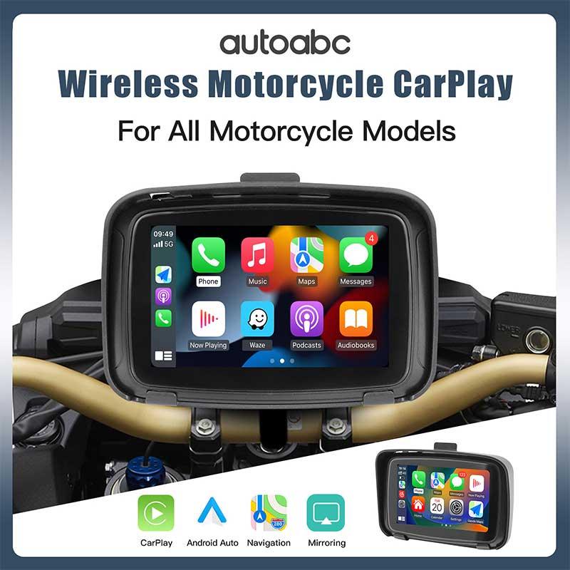 5" IPS Waterproof Touchscreen Motorcycle with Wireless Apple CarPlay Android Auto - AUTOabc