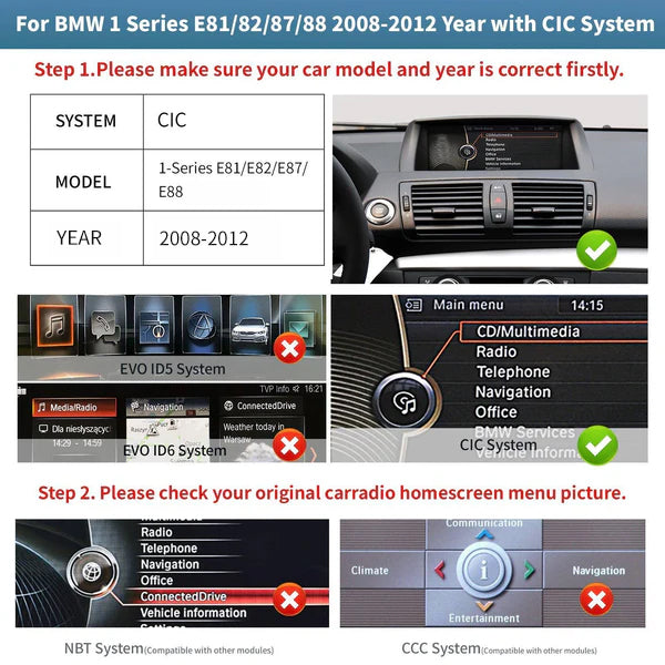 10,25" Linux-Bildschirm für BMW 1er E81/F21 mit CIC/CCC-System
