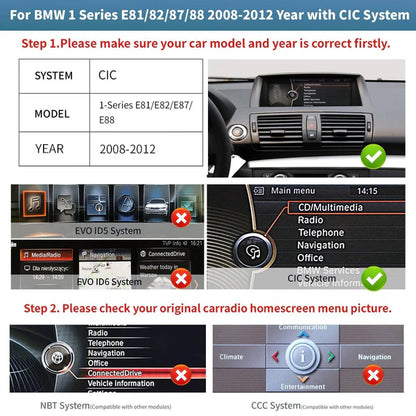 10,25" Linux-Bildschirm für BMW 1er E81/F21 mit CIC/CCC-System